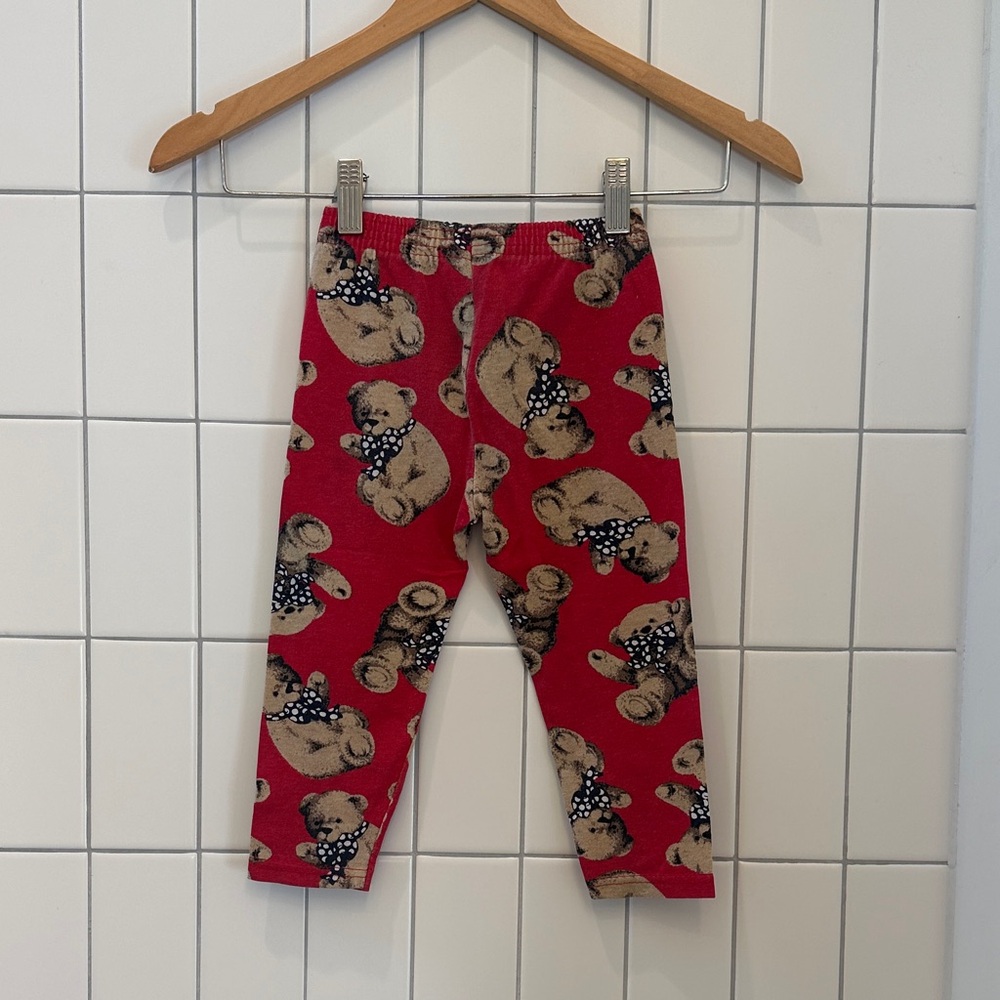 Vintage Red Teddy Bear Leggings, size 2T - Picture 5 of 5